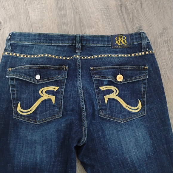 Rock & Republic Kasandra Gold Studded Bootcut Jeans 16 - Picture 15 of 15